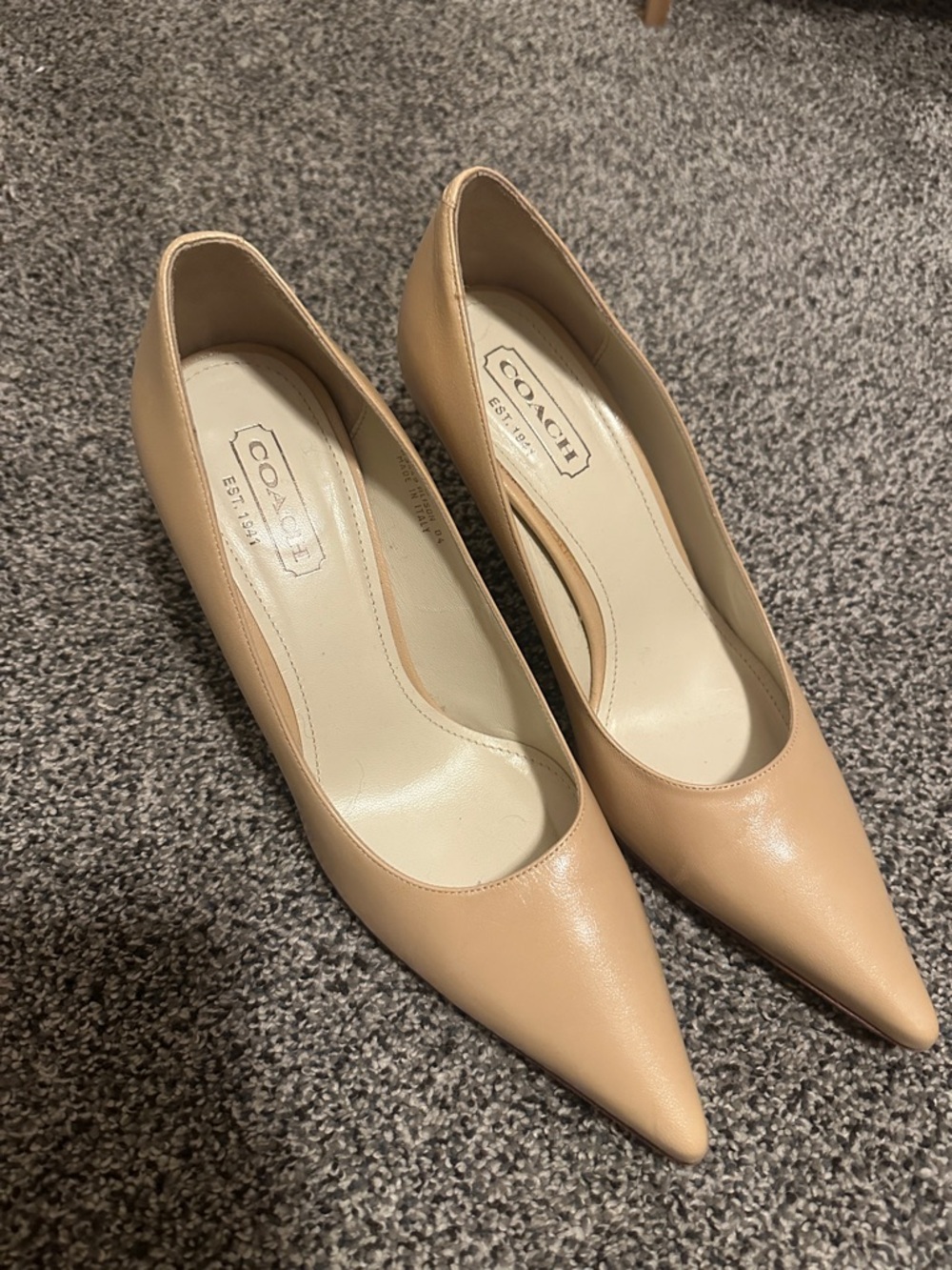 Coach Nude Leather Pointed-Toe Pumps. amazing condition!